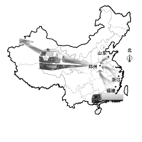 　未來將有更多沿海城市的貨物集中到鄭州，然后搭乘鄭歐班列出口歐洲。扈森 制圖