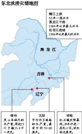 受持續(xù)降雨的影響，嫩江、松花江、黑龍江等3條大江同時(shí)出現(xiàn)超警戒水位的流域性大洪水