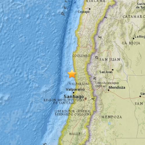 智利西部海域發(fā)生8.3級(jí)地震