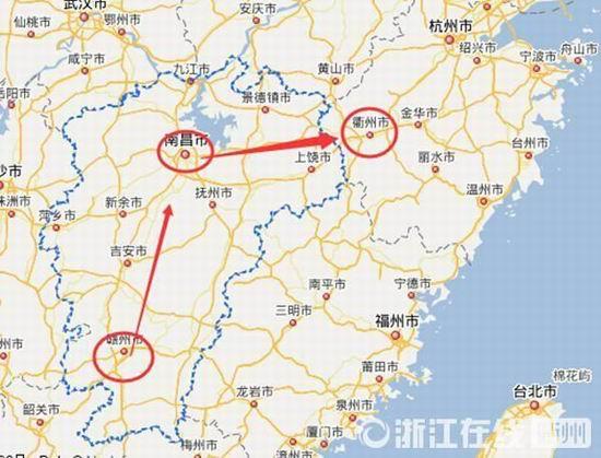 贛州到南昌高速公路400公里左右，南昌到浙江江山高速公路400多公里